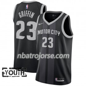 Barn Detroit Pistons Tröja Blake Griffin 23 2018-19 Nike City Edition Svart Blå Swingman